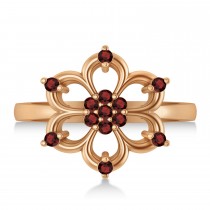 Garnet Six-Petal Flower Ring/Wedding Band 14k Rose Gold (0.26ct)