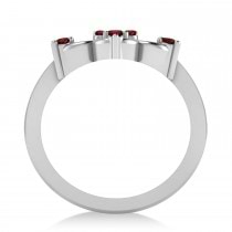 Garnet Six-Petal Flower Ring/Wedding Band 14k White Gold (0.26ct)