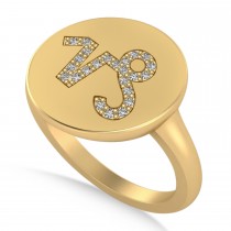 Diamond Capricorn Zodiac Disk Ring 14k Yellow Gold (0.12ct)