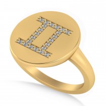 Diamond Gemini Zodiac Disk Ring 14k Yellow Gold (0.11ct)