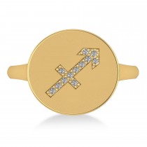 Diamond Sagittarius Zodiac Disk Ring 14k Yellow Gold (0.06ct)
