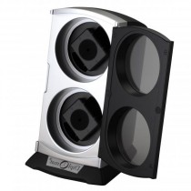 Vertical Double Watch Winder in Black and Silver