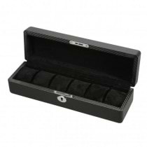 Men's 6 Watch Box Storage w/ Locking Key in Black