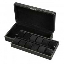 Men's 12 Watch Box Storage & Removable Tray in Patterned Black