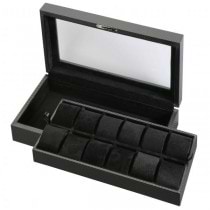 Men's 12 Watch Box Storage w/ Removable Tray & Display Top