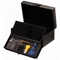 Black Carbon Fiber 10 Watch Box  Case w/ Watch Tools