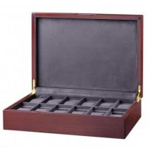 Mahogany Wood & Charcoal Interior Men's 12 Watch Box Storage