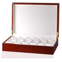 Mahogany Wood & Cream Interior Men's 12 Watch Box Storage