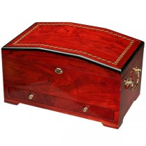 Teak Wood Woman's Jewelry Box Case w/ Lock