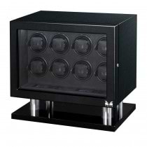 High Gloss Carbon Fiber Eight Watch Winder w/ Black Leather Interior