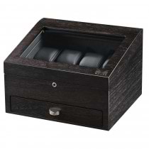 Matte Rustic Brown Eight Watch Box Black Leather Interior & Storage