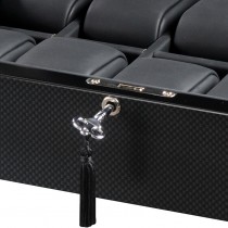 Matte Carbon Fiber Pattern Ten Watch Box Black Leather Interior