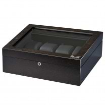 Matte Rustic Brown Finish Eight Watch Box Black Leather Interior