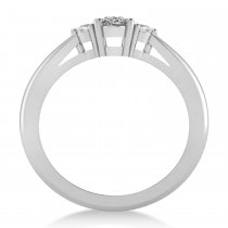 Oval Diamond Three-Stone Engagement Ring 14k White Gold (0.60ct)