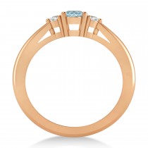Oval Aquamarine & Diamond Three-Stone Engagement Ring 14k Rose Gold (0.60ct)