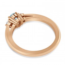 Oval Aquamarine & Diamond Three-Stone Engagement Ring 14k Rose Gold (0.60ct)