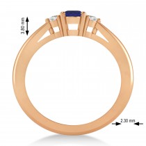Oval Blue Sapphire & Diamond Three-Stone Engagement Ring 14k Rose Gold (0.60ct)