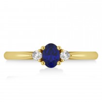 Oval Blue Sapphire & Diamond Three-Stone Engagement Ring 14k Yellow Gold (0.60ct)