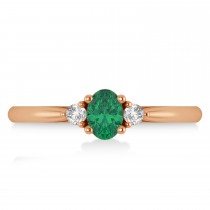 Oval Emerald & Diamond Three-Stone Engagement Ring 14k Rose Gold (0.60ct)
