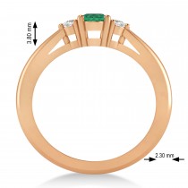Oval Emerald & Diamond Three-Stone Engagement Ring 14k Rose Gold (0.60ct)