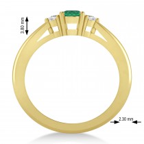 Oval Emerald & Diamond Three-Stone Engagement Ring 14k Yellow Gold (0.60ct)