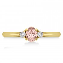 Oval Morganite & Diamond Three-Stone Engagement Ring 14k Yellow Gold (0.60ct)