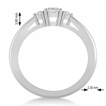 Oval Moissanite & Diamond Three-Stone Engagement Ring 14k White Gold (0.60ct)