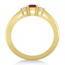 Oval Ruby & Diamond Three-Stone Engagement Ring 14k Yellow Gold (0.60ct)