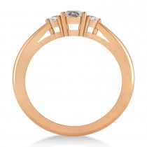 Oval Salt & Pepper & White Diamond Three-Stone Engagement Ring 14k Rose Gold (0.60ct)