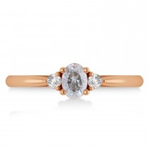 Oval Salt & Pepper & White Diamond Three-Stone Engagement Ring 14k Rose Gold (0.60ct)