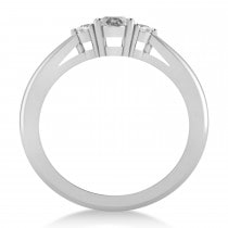 Oval Salt & Pepper & White Diamond Three-Stone Engagement Ring 14k White Gold (0.60ct)