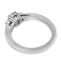Oval Salt & Pepper & White Diamond Three-Stone Engagement Ring 14k White Gold (0.60ct)