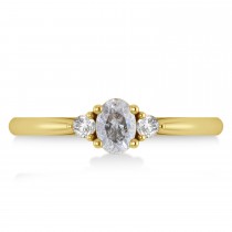 Oval Salt & Pepper & White Diamond Three-Stone Engagement Ring 14k Yellow Gold (0.60ct)