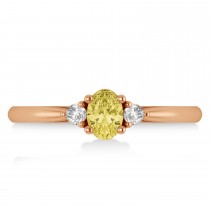 Oval Yellow & White Diamond Three-Stone Engagement Ring 14k Rose Gold (0.60ct)