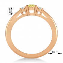 Oval Yellow & White Diamond Three-Stone Engagement Ring 14k Rose Gold (0.60ct)