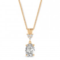 Oval Shape Diamond Pendant Necklace 14k Rose Gold (0.80ct)