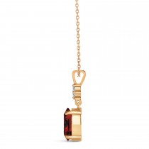 Oval Shape Garnet & Diamond Pendant Necklace 14k Rose Gold (1.05ct)