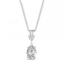 Oval Shape Lab Grown Diamond Pendant Necklace 14k White Gold (0.80ct)
