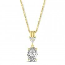 Oval Shape Lab Grown Diamond Pendant Necklace 14k Yellow Gold (0.80ct)