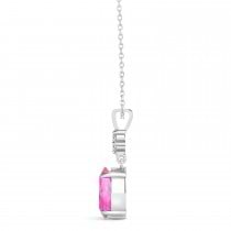 Oval Shape Pink Sapphire & Diamond Pendant Necklace 14k White Gold (1.05ct)