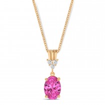 Oval Shape Pink Topaz & Diamond Pendant Necklace 14k Rose Gold (1.15ct)