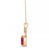 Oval Shape Ruby & Diamond Pendant Necklace 14k Rose Gold (1.10ct)
