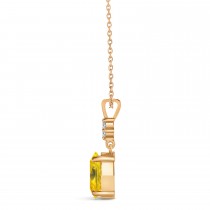 Oval Shape Yellow Sapphire & Diamond Pendant Necklace 14k Rose Gold (1.05ct)