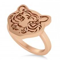 Tiger's Face Shaped Ladies Ring 14k Rose Gold