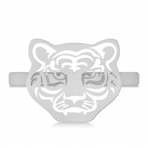 Tiger's Face Shaped Ladies Ring 14k White Gold
