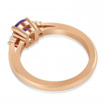 Cushion Amethyst & Diamond Three-Stone Engagement Ring 14k Rose Gold (1.14ct)