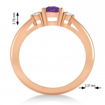 Cushion Amethyst & Diamond Three-Stone Engagement Ring 14k Rose Gold (1.14ct)