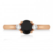 Cushion Black & White Diamond Three-Stone Engagement Ring 14k Rose Gold (1.14ct)