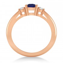 Cushion Blue Sapphire & Diamond Three-Stone Engagement Ring 14k Rose Gold (1.14ct)