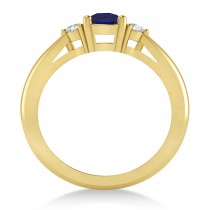Cushion Blue Sapphire & Diamond Three-Stone Engagement Ring 14k Yellow Gold (1.14ct)